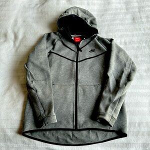 Nike Tech Fleece Zip Hoodie. Mens Large, grey with black trim